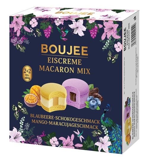 Saldējums Makarūns BOUJEE Mix, melleņu un mango, 4gab x 60g, 240g