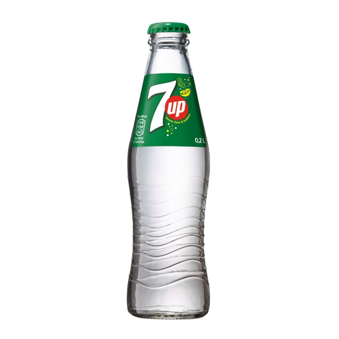 Gāzēts dzēriens 7UP, Citronu-laima, stiklā, 0.2l (DEP) RGB