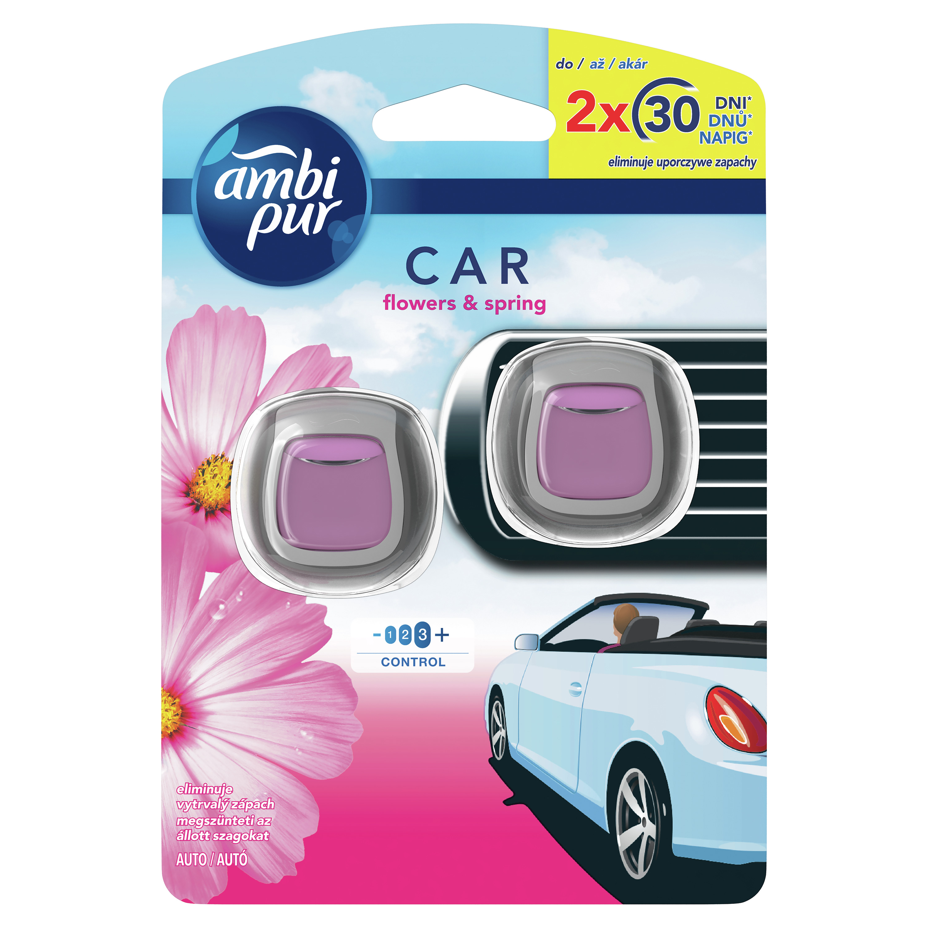 Oro gaiviklis automobiliams AMBI PUR Car Flowers&Spring 2X2 ml, PROMO  Cash&Carry