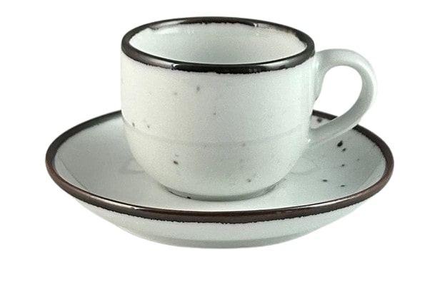 Cup TERREA, with saucer, porcelain, 200 ml, D 8,5 cm, H 7 cm, pc 