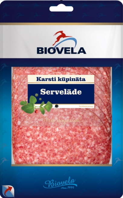 Karsti kūpināta BIOVELA Servelāde, šķēlēs, 100g