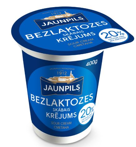 Bezlaktozes skābais krējums JAUNPILS  ZELTA 20%, 400G