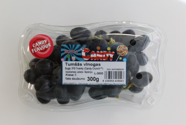 Vīnogas tumšas "Candy Crunch", bez sēklām, 1.šķ., fasētas, 300g