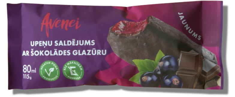 Saldējums AVENEI Upeņu šokolādes glazūrā, 80g