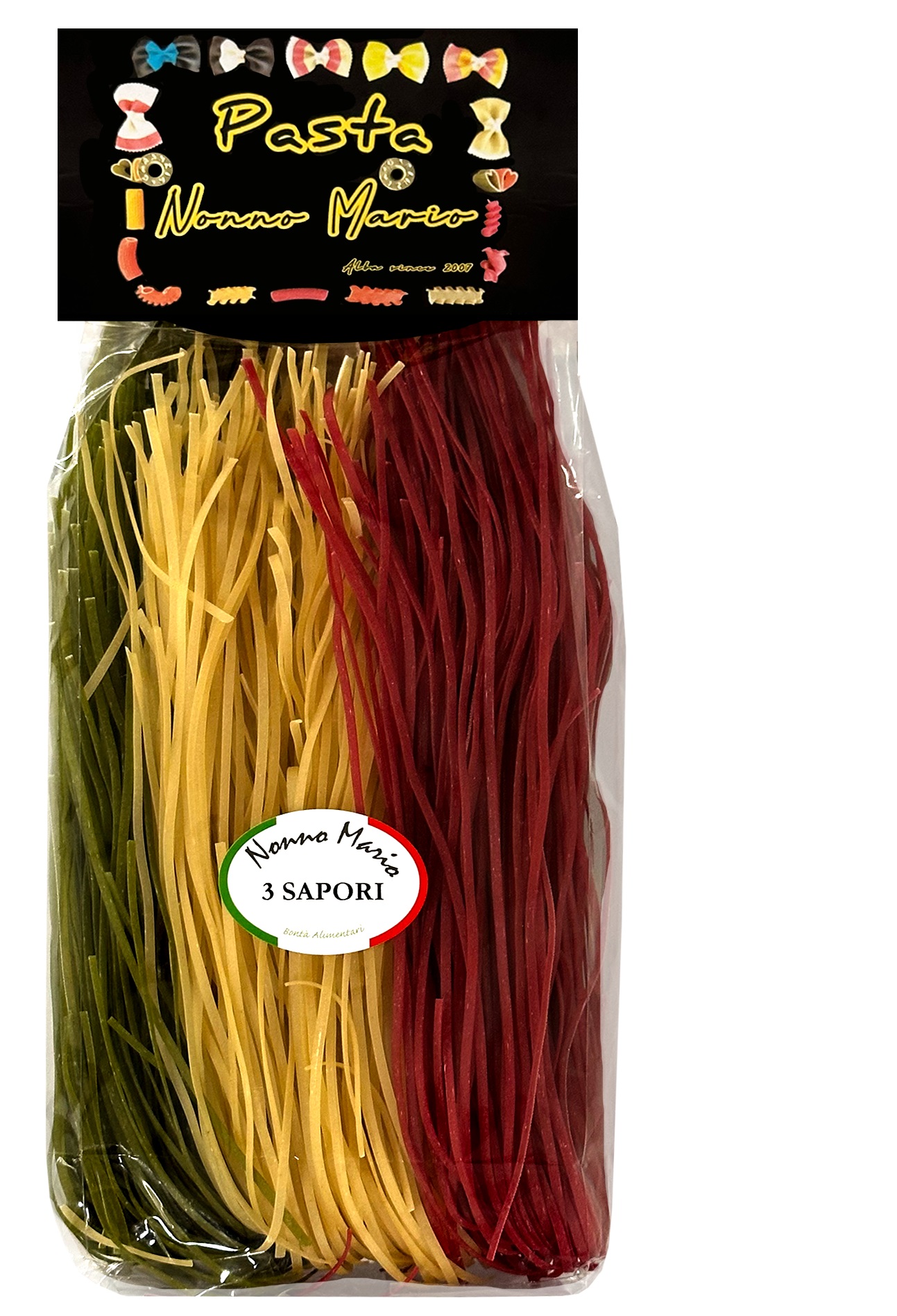 Makaroni NONNO MARIO Tagliolini, trīskrāsu, 500g