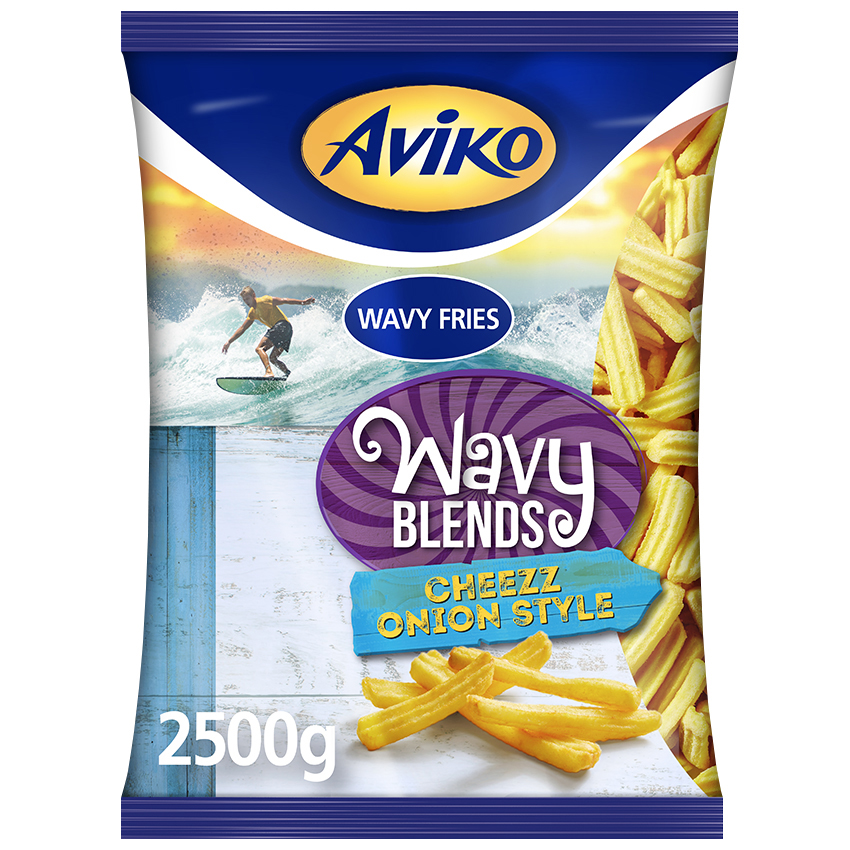 Saldēti frī kartupeļi WavyBlends Cheezz&OnionStyle Aviko, 2,5kg