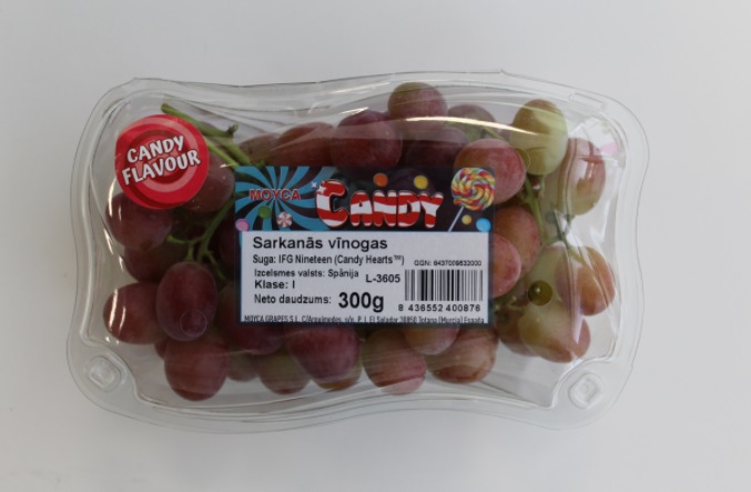 Vīnogas sarkanas "Candy hearts", bez sēklām, 1.šķ., fasētas, 300g