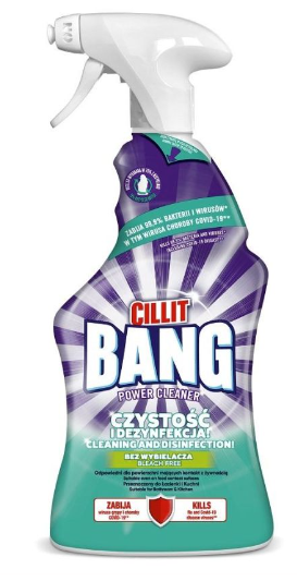 Bottles of Cillit Bang cleaning products, produced by Reckitt